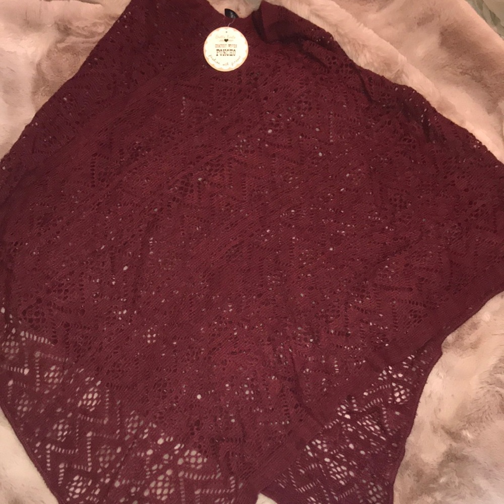 Britts Knits hand knot poncho NWT